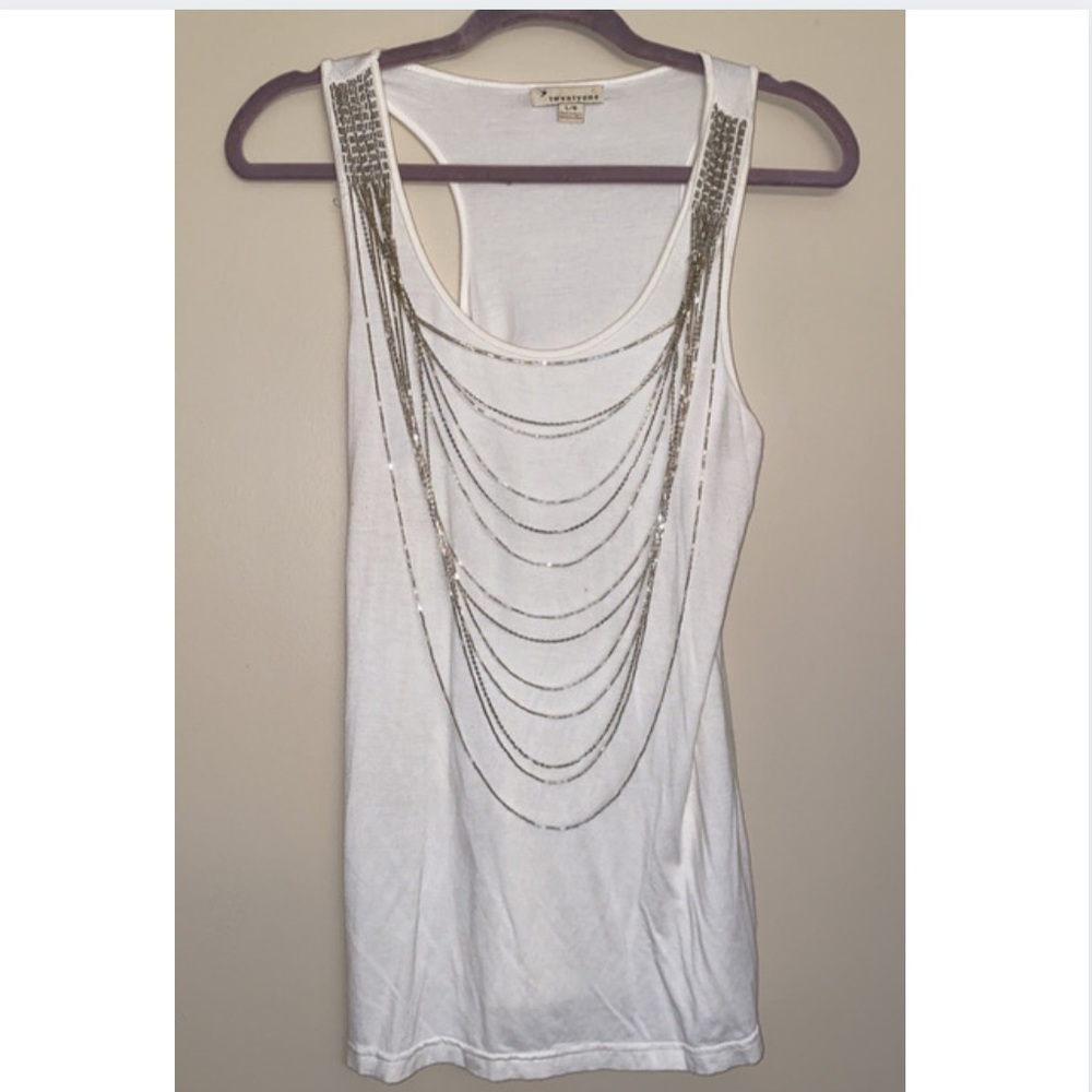 FOREVER21 Festive Holiday Beaded Neck detail Tank